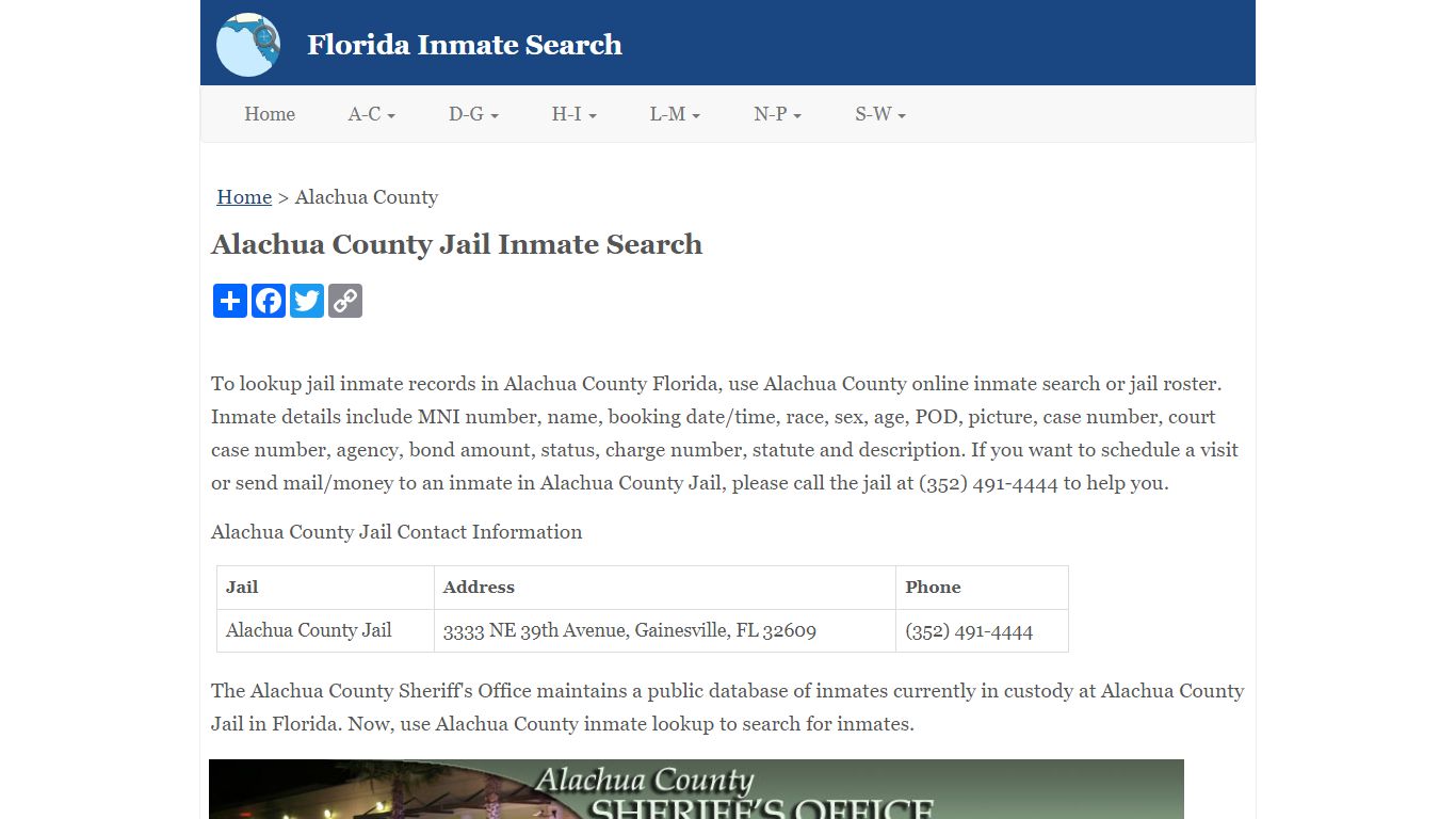 Alachua County Jail Inmate Search