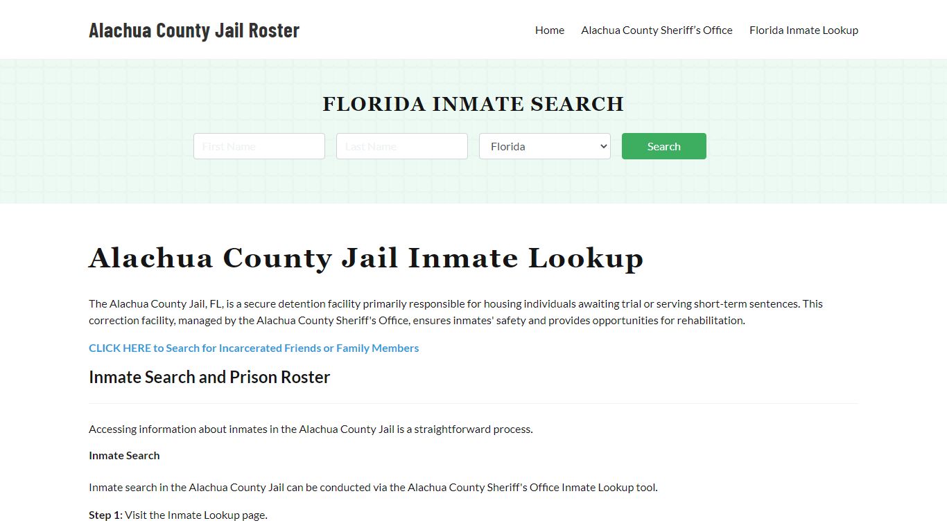 Alachua County Jail Roster Lookup, FL, Inmate Search